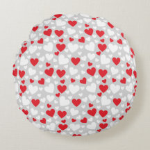 Travesseiro Decorativo Corações Vermelhos e Branco
