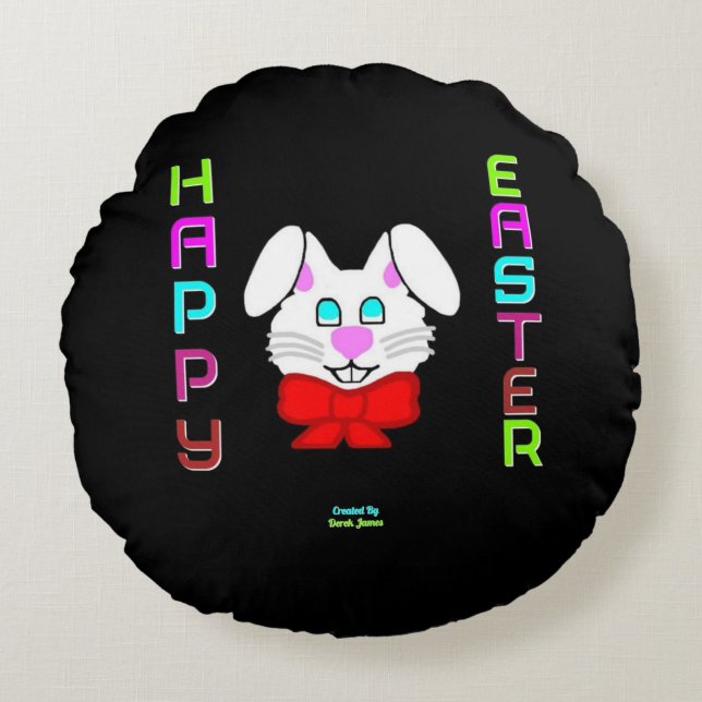Almofada Redonda Travesseiro decorativo da Páscoa Bunny Round (Frente)