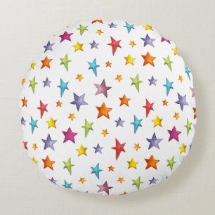 Almofada Redonda Travesseiro decorativo das estrelas a cores da águ