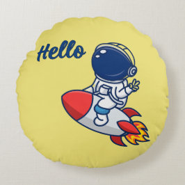 Almofada Redonda Travesseiro Decorativo de Astronauta Fofo em Fogue