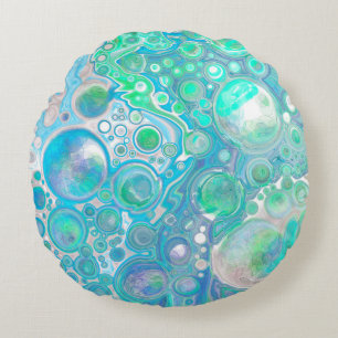 Almofada Redonda Travesseiro decorativo de bolhas de Abstrato azul-