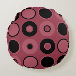 Almofada Redonda Travesseiro decorativo de Círculos Rosa e Preto