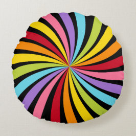 Almofada Redonda Travesseiro Decorativo de Cores Arco-íris Explosão
