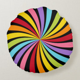 Almofada Redonda Travesseiro Decorativo de Cores Arco-íris Explosão