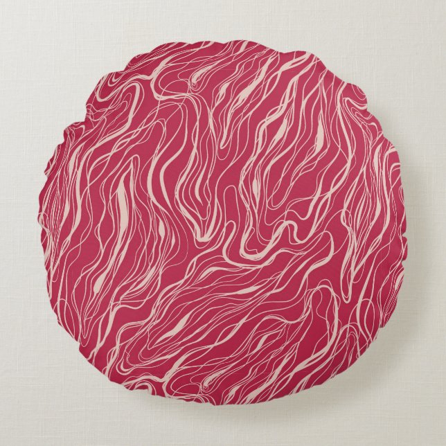 Almofada Redonda Travesseiro decorativo de curvas de desenho (Frente)