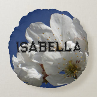 Almofada Redonda Travesseiro decorativo de Flores Brancas Cutas