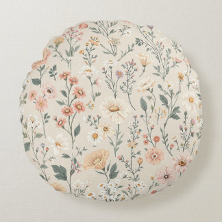 Almofada Redonda Travesseiro decorativo de flores silvestres