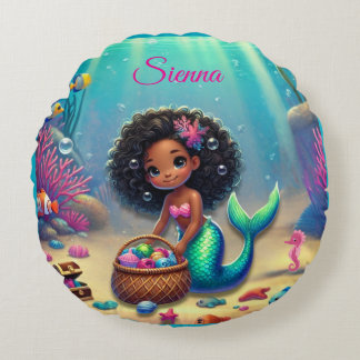 Almofada Redonda Travesseiro decorativo de Heranças Mistas/Preto de