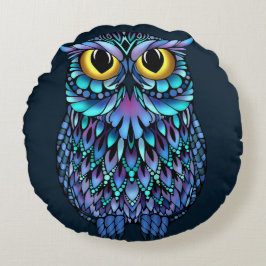 Almofada Redonda Travesseiro decorativo de Mandala Owl