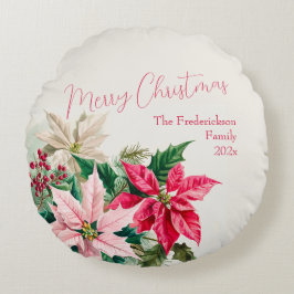 Almofada Redonda Travesseiro decorativo de Natal Elegante Pink Poin