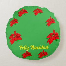 Almofada Redonda Travesseiro decorativo de Natal Feliz Navidad