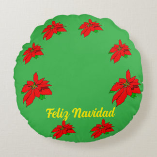 Almofada Redonda Travesseiro decorativo de Natal Feliz Navidad