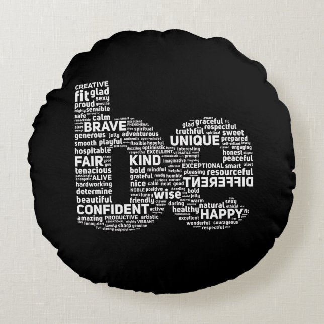 Almofada Redonda Travesseiro decorativo de Nuvem do Word Motivacion (Frente)