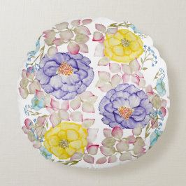 Almofada Redonda Travesseiro decorativo de padrão elegante de aquar