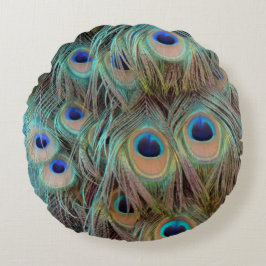 Almofada Redonda Travesseiro decorativo de Penas de Peacock