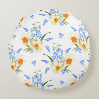 Almofada Redonda Travesseiro decorativo de Primavera Floral com Daf