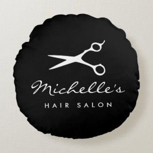 Almofada Redonda Travesseiro decorativo de salão de cabelo preto re