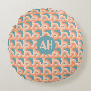 Almofada Redonda Travesseiro decorativo de Salmão e Teal Knot Mono