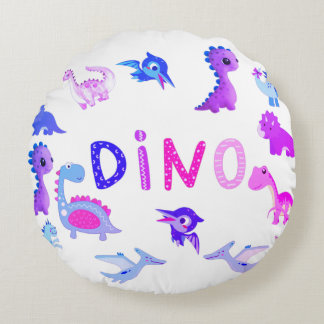 Almofada Redonda Travesseiro decorativo Dino Rosa e Roxo