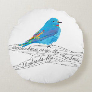 Almofada Redonda Travesseiro decorativo do Bluebird, em algum lugar