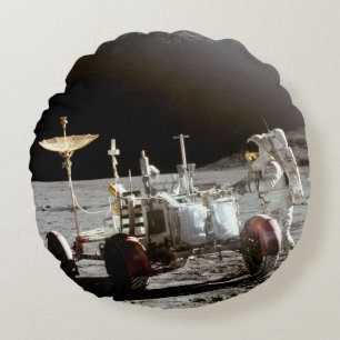 Almofada Redonda Travesseiro decorativo do Piloto do Módulo Lunar J