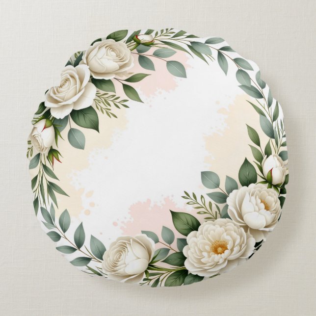 Almofada Redonda Travesseiro decorativo Elegante redondo personaliz (Frente)