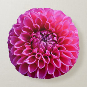 Almofada Redonda Travesseiro decorativo Flor Rosa-Quente Dahlia