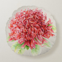 Almofada Redonda Travesseiro decorativo floral botânico de waratah 
