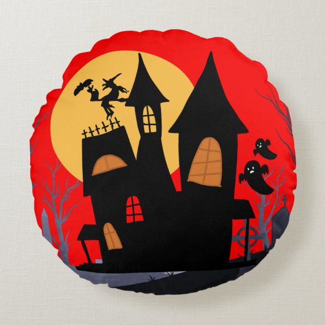 Almofada Redonda Travesseiro Decorativo Haunted Glow (Frente)