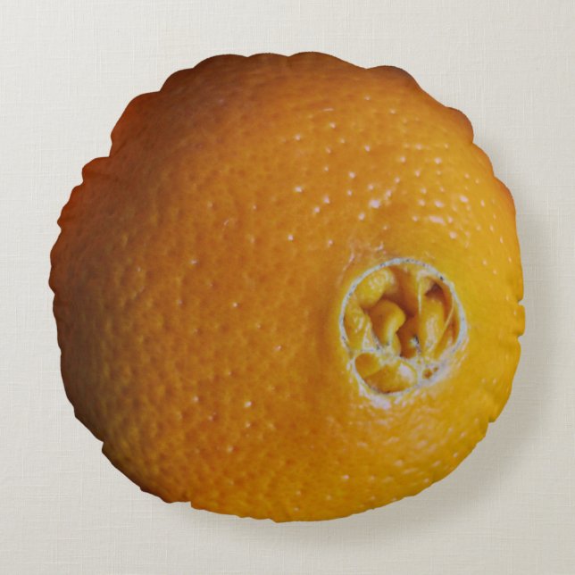 Almofada Redonda Travesseiro decorativo Laranja Engraçado (Frente)