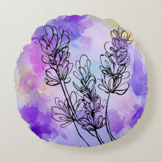 Almofada Redonda Travesseiro decorativo Lavanda abstrato