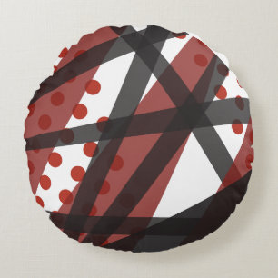 Almofada Redonda Travesseiro decorativo Linhas Vermelhas com Pontos