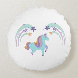 Almofada Redonda Travesseiro decorativo Magical Unicorn Star Impres