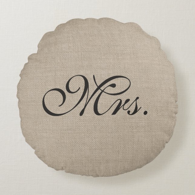 Almofada Redonda Travesseiro decorativo Marrom escuro Sra. Burlap R (Frente)