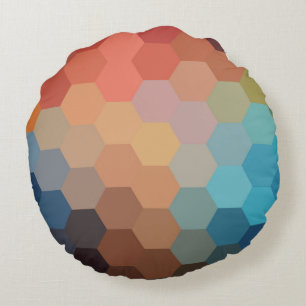 Almofada Redonda Travesseiro decorativo Padrão do Rainbow Hexagon C