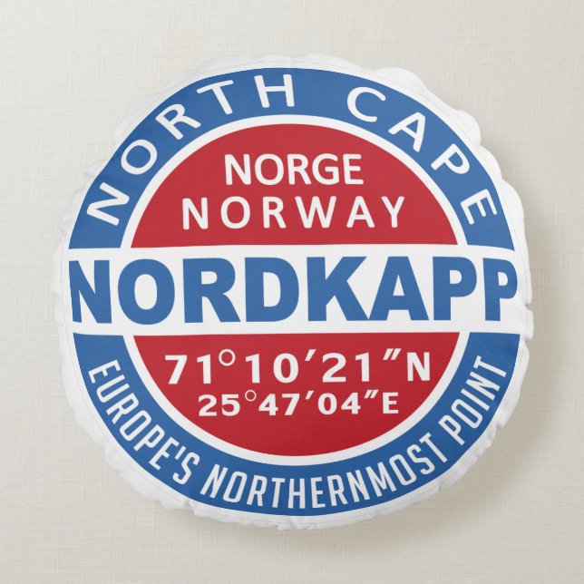 Almofada Redonda TRAVESSEIRO DECORATIVO personalizado NORDKAPP Noru (Frente)