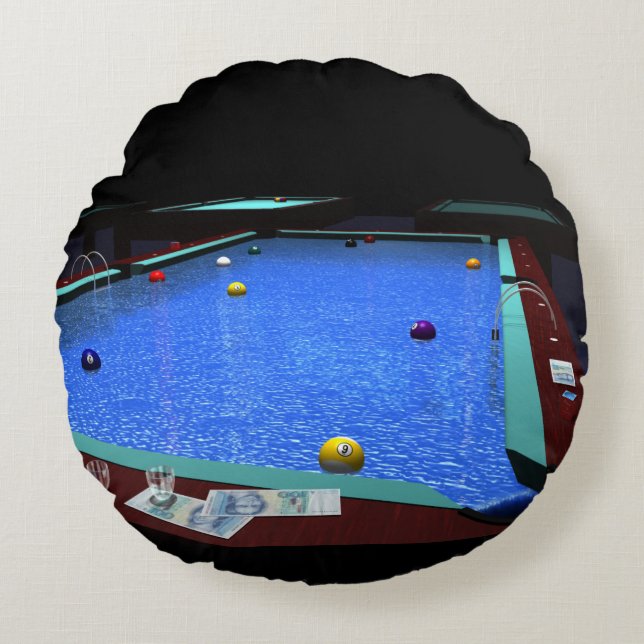 Almofada Redonda Travesseiro decorativo piscina (Frente)