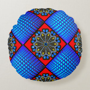 Almofada Redonda Travesseiro decorativo redondo 3D digital colorido