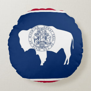 Almofada Redonda Travesseiro decorativo redondo com bandeira de Wyo