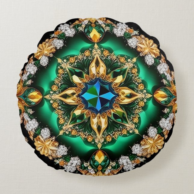 Almofada Redonda Travesseiro decorativo redondo com cores brasileir (Frente)