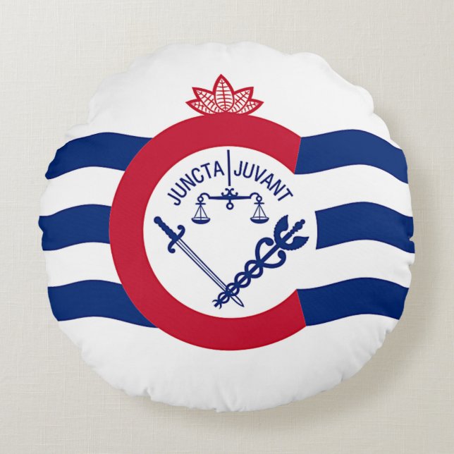 Almofada Redonda Travesseiro decorativo redondo com pavilhão de Cin (Frente)