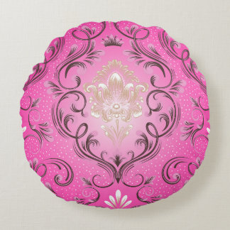 Almofada Redonda Travesseiro decorativo redondo cor-de-rosa Damask