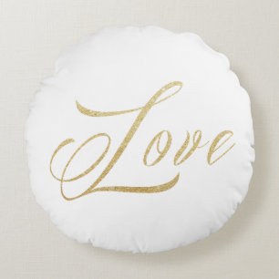 Almofada Redonda Travesseiro decorativo Redondo de Amor Dourado