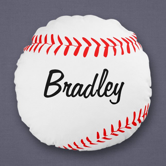 Almofada Redonda Travesseiro decorativo redondo de beisebol persona (Round baseball pillow with custom player name or text)