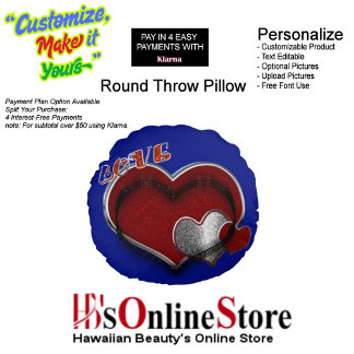 Almofada Redonda Travesseiro decorativo Redondo de Poliéster Coraçã