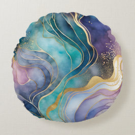 Almofada Redonda Travesseiro decorativo redondo de tinta Abstrato c