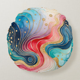Almofada Redonda Travesseiro decorativo redondo de tinta Abstrato c