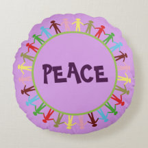 Travesseiro decorativo redondo Design PEACE colori