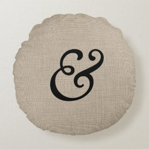 Almofada Redonda Travesseiro decorativo redondo do Ampersand preto