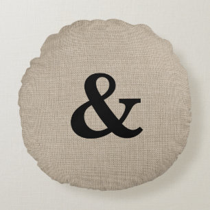 Almofada Redonda Travesseiro decorativo redondo do Ampersand preto